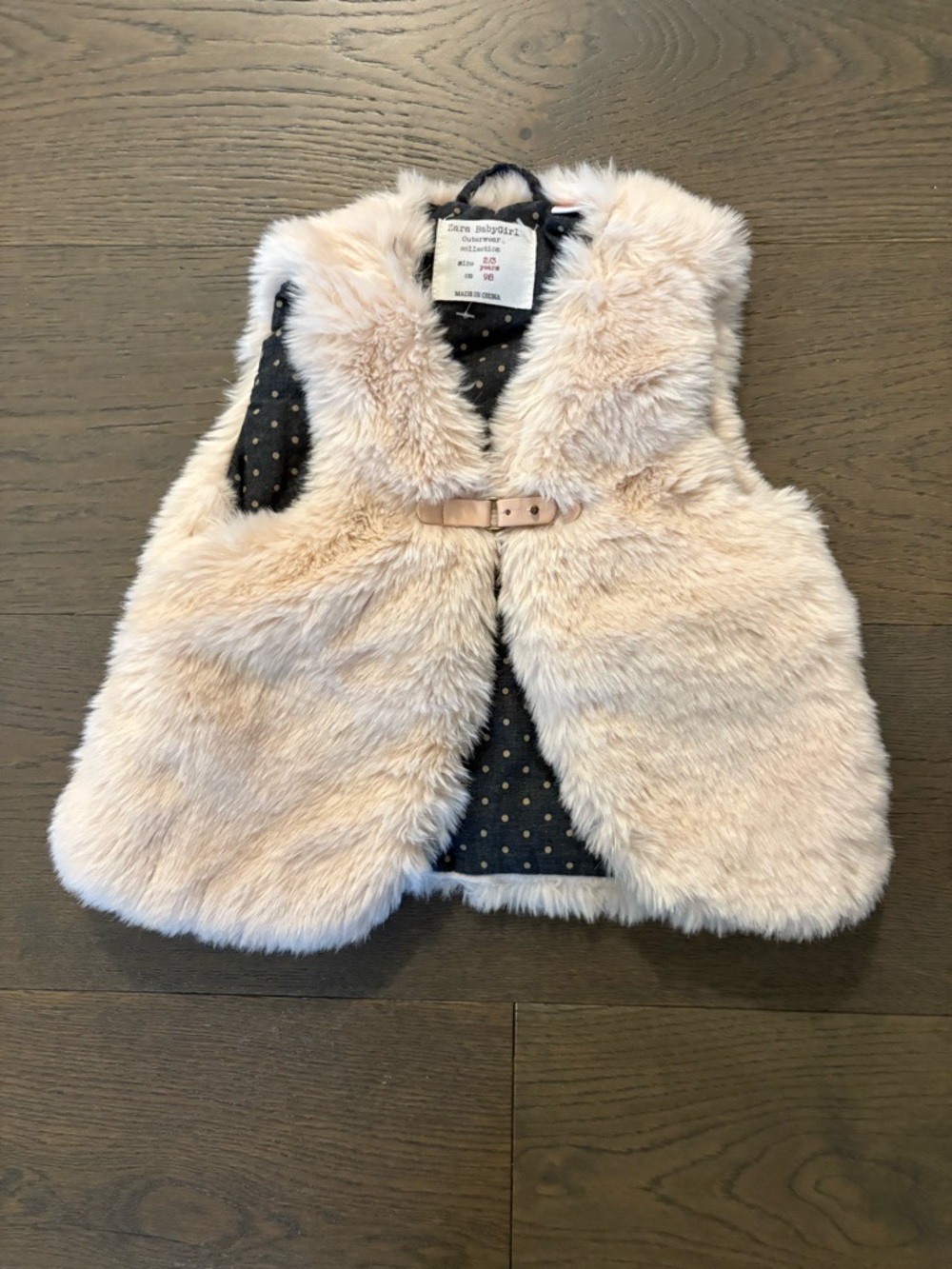 Zara girls pink plush vest sz 2/3T new with tags